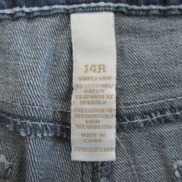 JUSTICE GIRL'S SIZE 14 CAPRI JEANS MED BLUE SLUB DENIM CUFFED CROPPED PANTS - Picture 8 of 9